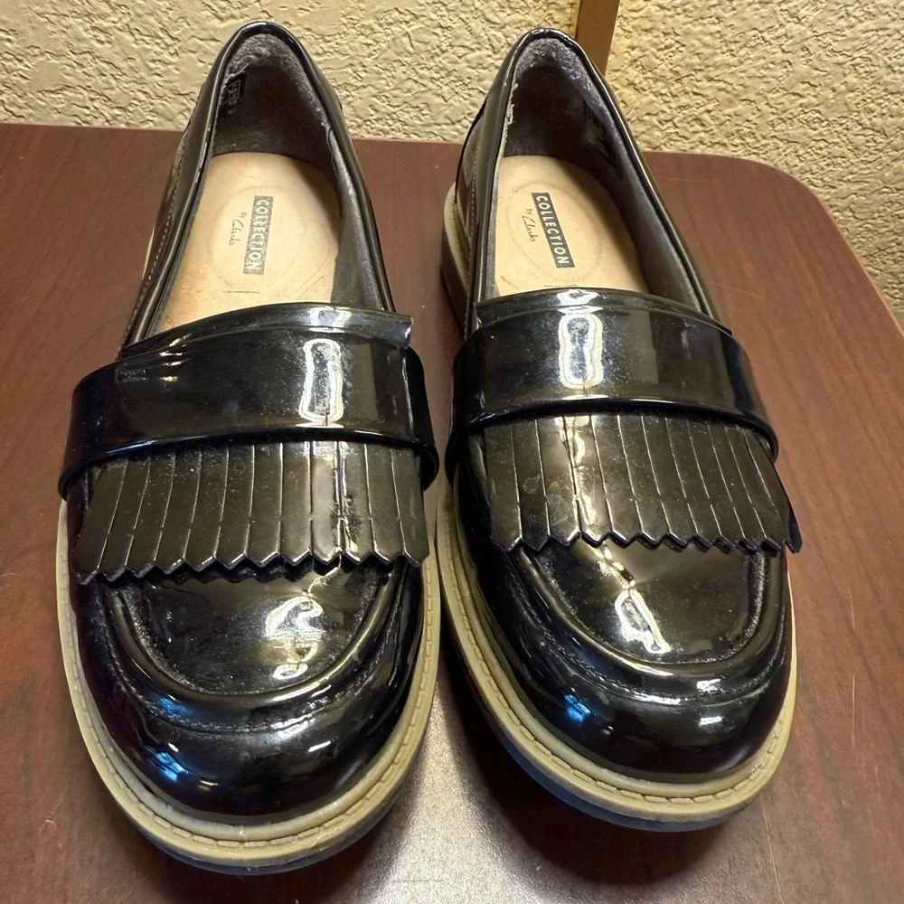 Clarks Black Patent Leather Flats